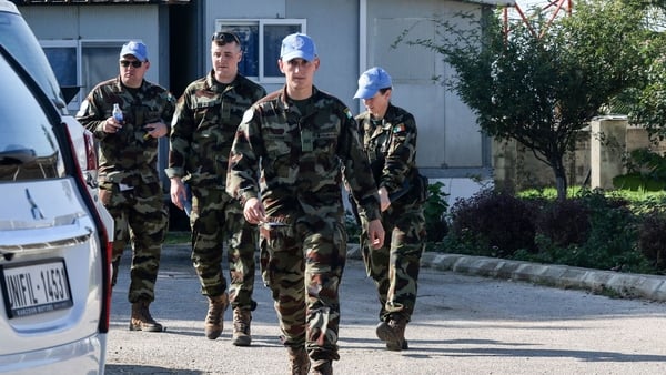 Irish UNIFIL troops pictured at their base in the southern Lebanese village of al-Tiri last month