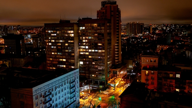A view of dark streets during a power cut in Kyiv on 17 December 2022