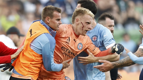 Tom Glover of Melbourne City was attacked by Melbourne Victory fans