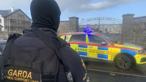 Gardaí and armed response units on patrol in Rathkeale this morning