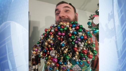 Joel Strasser from Kuna, Idaho, has decked the halls, and his own face