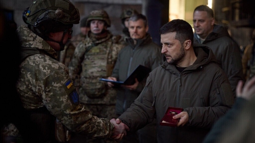 Volodymyr Zelensky visited troops on the frontline in Bakhmut today