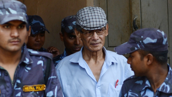 Charles Sobhraj (C) pictured at a court hearing in June 2014