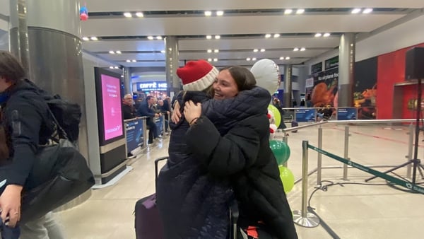 Scenes of joy at Dublin Airport, with Christmas reunions, hugs and kisses