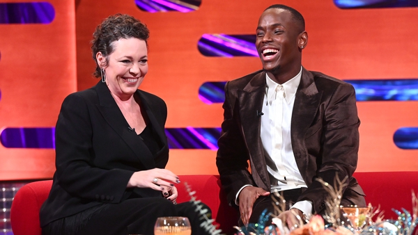 Olivia Colman and her Empire of Light co-star Micheal Ward are among the guests on the New Year's Eve episode of The Graham Norton Show Photo: Press Association
