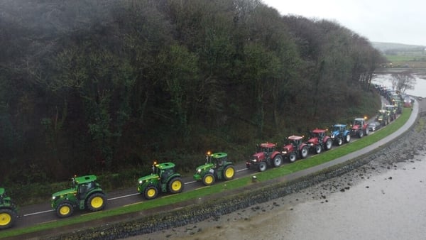 Lines of tractors stretched almost 25kms around Kilbrittain village