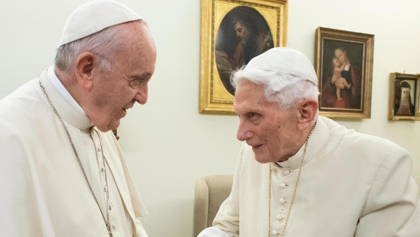 Pope Francis with Pope Emeritus Benedict XVI (file image)