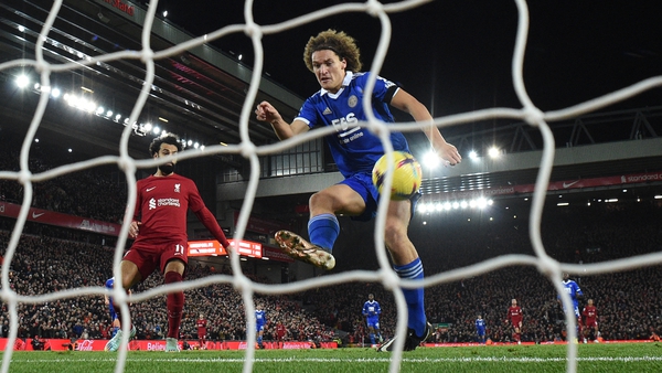 Wout Faes endured a rough night at Anfield