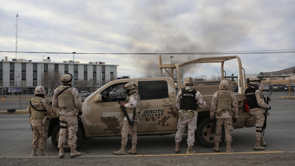 Security forces outside the state prison in Ciudad Juarez, Mexico