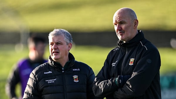 Mayo manager Kevin McStay, left and selector Liam McHale at the challenge game yesterday