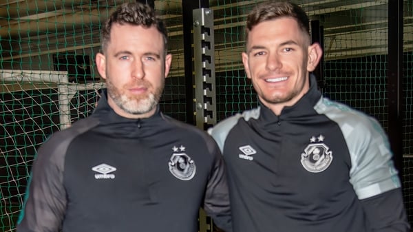 Trevor Clarke with manager Stephen Bradley at the club's training base in Broadstone