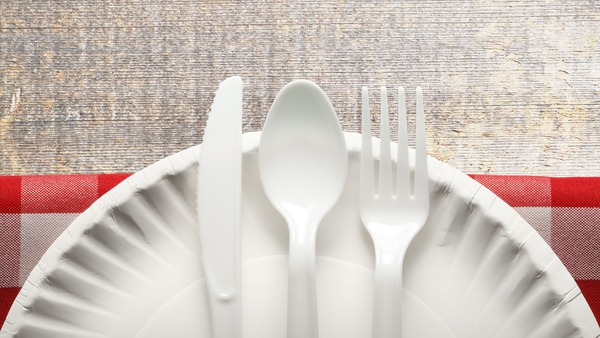 It is estimated that each person uses 18 single-use plastic plates and 37 single-use plastic items of cutlery each year in England (stock image)