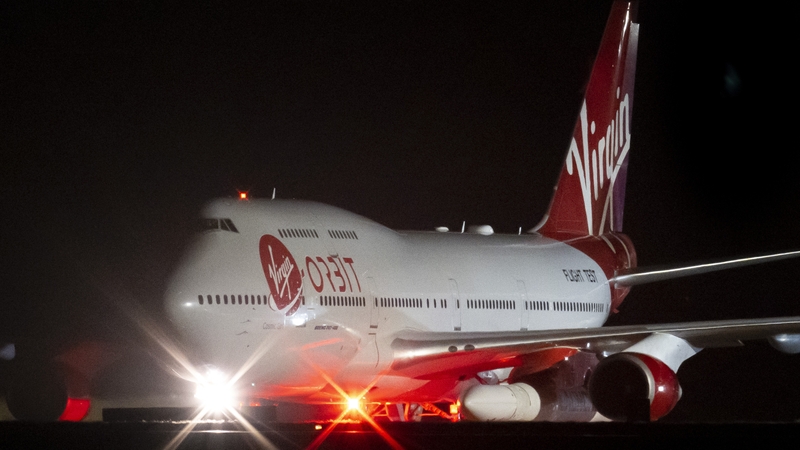 The repurposed Boeing 747 aircraft took off from Cornwall overnight with the LauncherOne rocket attached