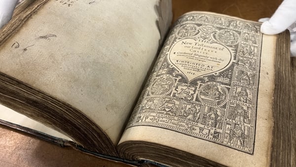 The leather-bound bible sold at auction to an online bidder