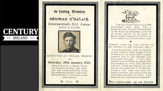 Century Ireland Issue 248 - Memorial card for James Daly, executed in Tralee, 20 January 1923 Photo: Military Archives