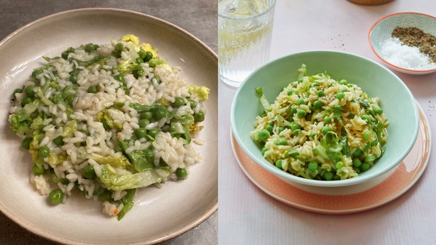 Prudence Wade's risotto (L) and Jack Monroe's