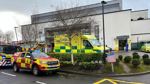 Cork City Fire Brigade responding to a fire at the emergency department of Cork University Hospital this afternoon
