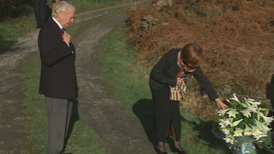 Georges and Marguerite Bouniol lay a wreath at Sophie Tuscan du Plantier's memorial in 2008.