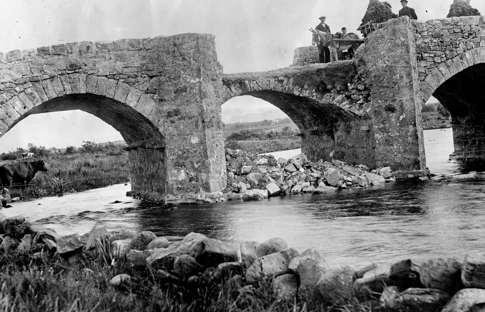Image - July 1922: A bridge in County Leitrim destroyed by anti-Treaty forces. Crowder/Topical Press Agency/Getty Images