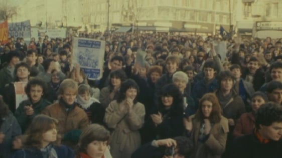 Student Rally on O'Connell Street Dublin (1983)