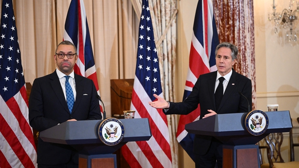 Britain's Foreign Secretary James Cleverly (L) and US Secretary of State Antony Blinken held a joint press conference at the US State Department in Washington
