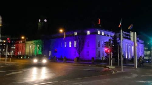 Cork City Hall has been lit up in rainbow colours for the conference