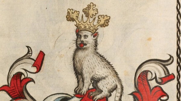 Cat king, Germany, circa 1450. Scheibler'sches Wappenbuch – BSB Cod.icon. 312c