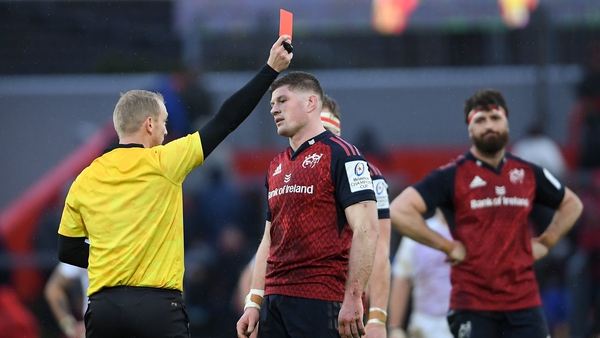 Jack O'Donoghue saw red in Munster's win over Northampton