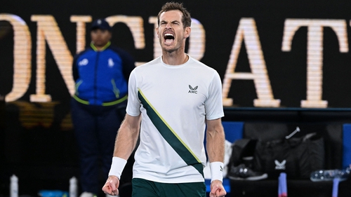Murray celebrates after winning the longest match of his career
