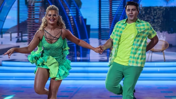 Pro-dancer Emily Barker and Carl tripping the limelight fantastic on Dancing With The Stars