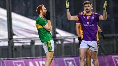 Glen's Conor Glass reacts to a late goal chance for Glen in defeat to Kilmacud Crokes at Croke Park