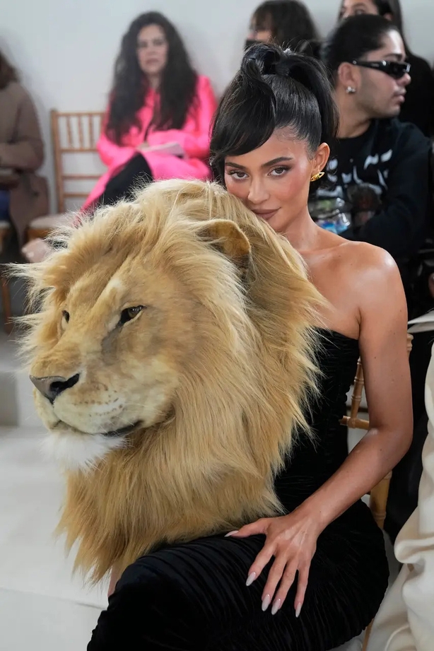 Kylie Jenner attends the Schiaparelli Haute Couture Spring/Summer 2023 collection (AP Photo/Michel Euler)