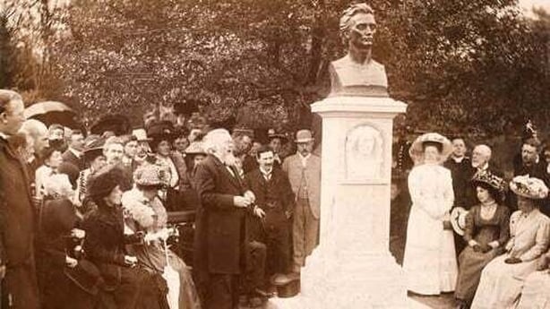 Dr George Sigerson, pictured in May 1909, at the unveiling in St. Stephen's Green of a bust of James Clarence Mangan (Photo: National Library of Ireland, NPA PERS85)
