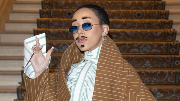The look was seemingly inspired by comments about an outfit the rapper wore earlier in the week, featuring shaved eyebrows. Photo: Getty