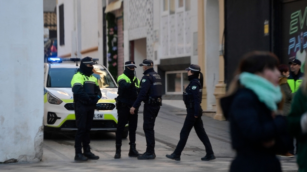 Police secure the area near the church in Algerciras