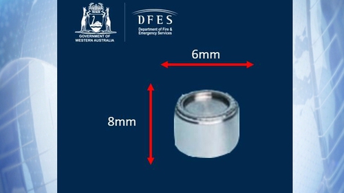 The silver capsule, 6mm in diameter and 8mm long, contains Caesium-137 which emits radiation equal to 10 X-rays per hour