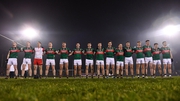 Mayo players line up for the national anthem ahead of their league clash with Galway in Castlebar