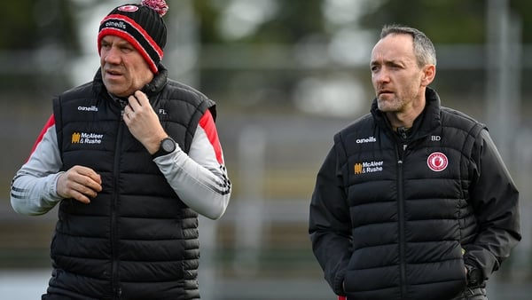 Tyrone joint managers Feargal Logan (L) and Brian Dooher