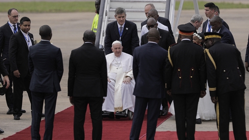 Pope Francis is welcomed as he arrives in Democratic Republic of Congo