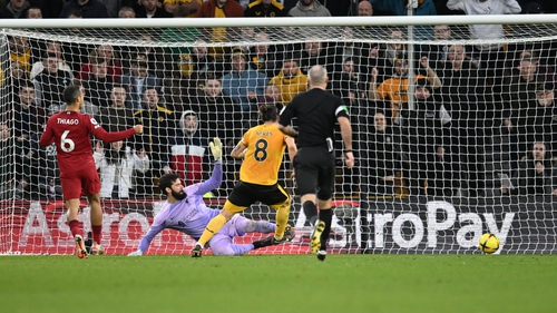 Ruben Neves scores Wolves' third goal of the game