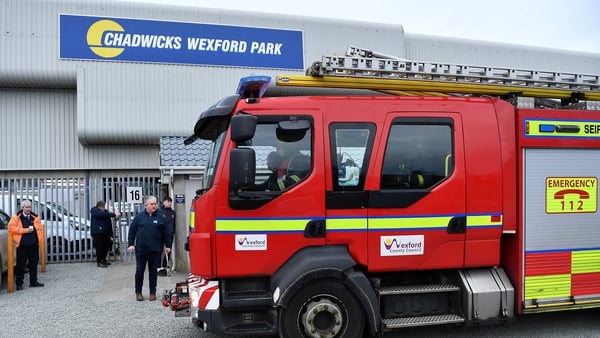 The fire brigade arriving at the stadium this afternoon (image credit: Sportsfile)
