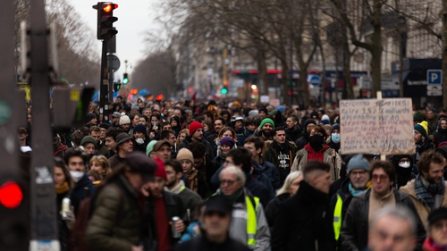 Protesters gather in large numbers during a demonstration in Paris last month