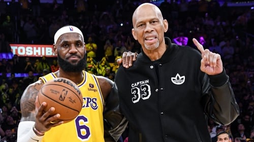 LeBron James was congratulated by Kareem Abdul-Jabbar after breaking his NBA points record