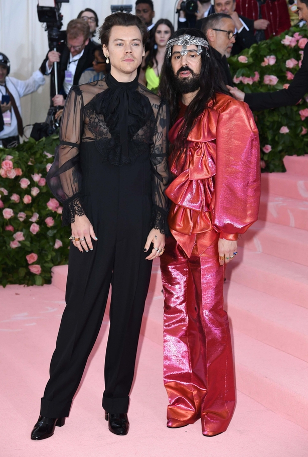 Harry Styles (L) with Alessandro Michele at the 2019 Met Gala