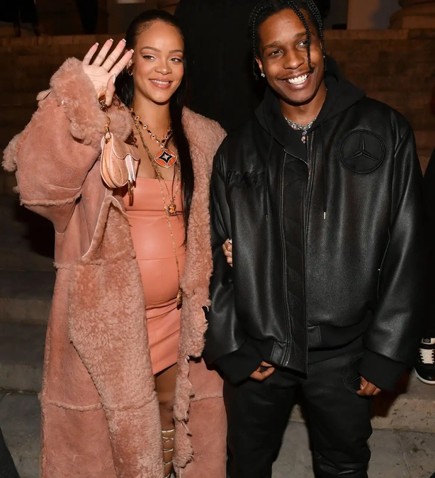 A pregnant Rihanna with ASAP Rocky