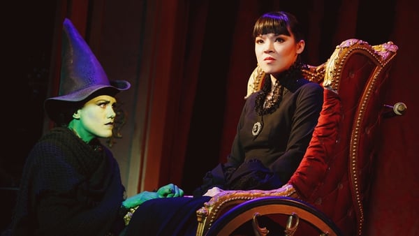 Emily Koch as Elphaba and Megan Masako Haley as Nessarose in Wicked. Photo: Joan Marcus/Wicked the Musical PR
