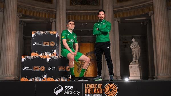 Kerry manager Billy Dennehy and Matt Keane at the launch of the SSE Airtricity League of Ireland 2023 season held at City Hall in Dublin