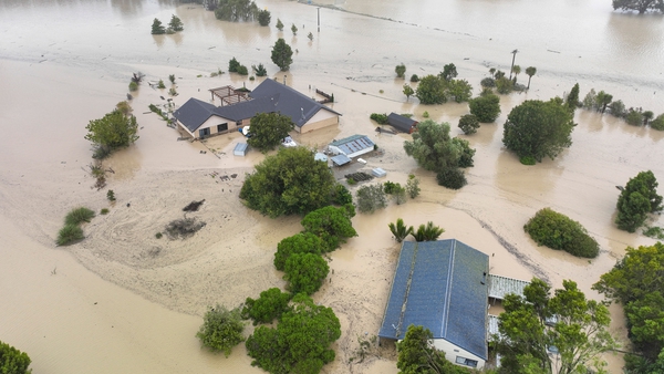 Flooding caused by Cyclone Gabrielle in Awatoto, near the city of Napier