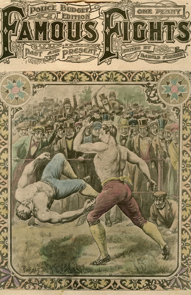 Victorian magazine cover 'The fight between Tom Spring and Bill Neat', 1823 (late 19th or early 20th century). An illustration from Famous Fights. English heavyweight boxer Tom Spring (1795-1851) was English champion from 1821 until 1824. He won this fight against Bill Neat in the 8th round. Neat had suffered a broken arm in the 6th. (Photo by The Print Collector/Print Collector/Getty Images)