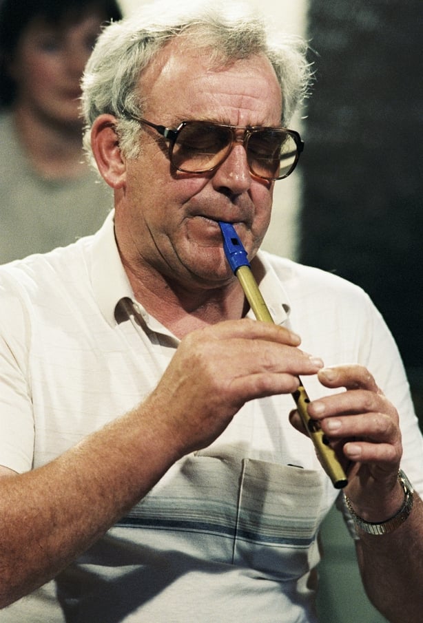 Sean Potts playing the tin whistle on 'The Pure Drop in 1987.